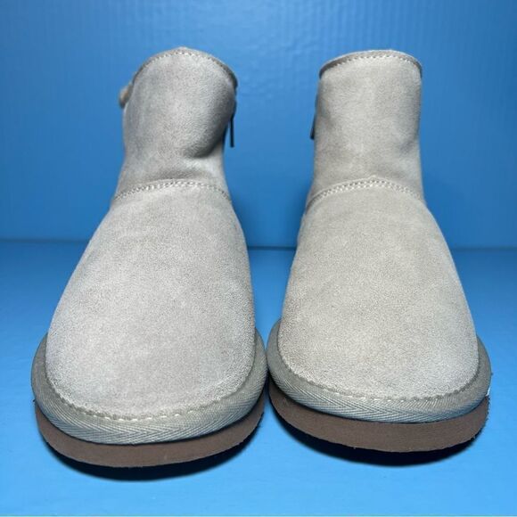 Bearpaw Womens Norah Suede Mid Side Zip Light Grey Boots 7 - Picture 2 of 11